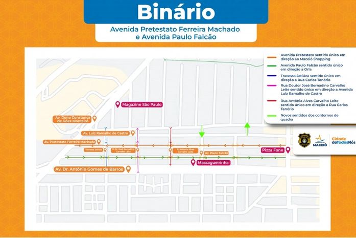 Mapa informativo das mudanças