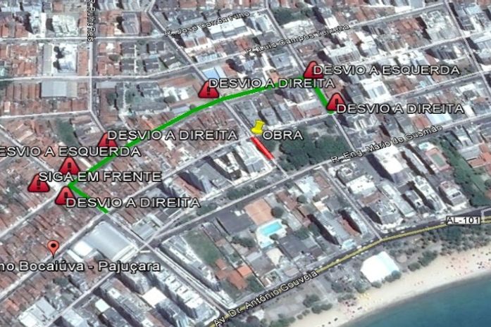 Mapa mostra desvios no trânsito