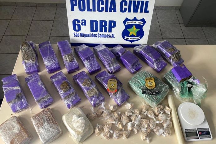 Com droga avaliada em mais de R$ 80 mil, idoso e e jovem são presos em São Miguel dos Campos