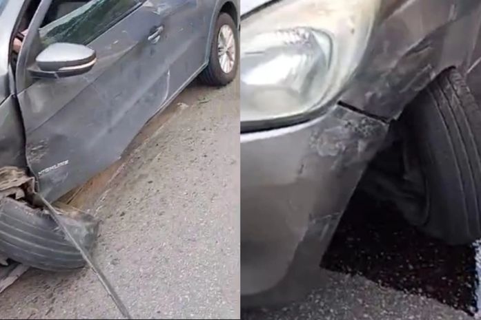 Acidente entre carros na ladeira do Catolé destrói veículos e espalha óleo na pista, em Maceió