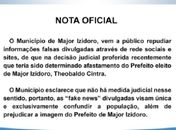 Major Izidoro emite nota oficial 