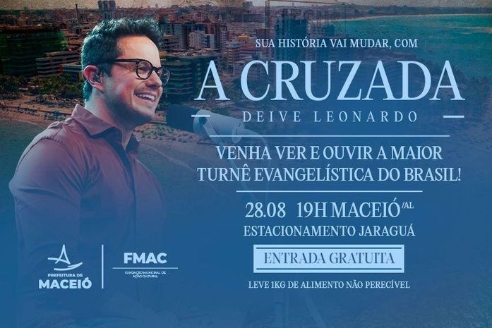  Deive Leonardo realiza show gratuito nesta  quinta (28) em Maceió