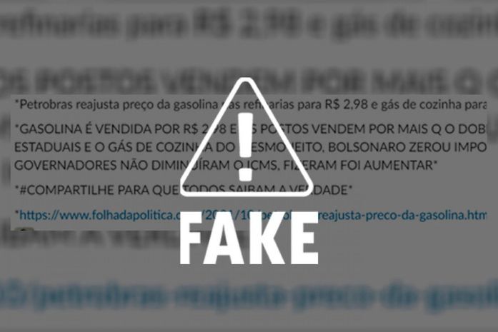 É falso que governadores aumentaram imposto sobre gasolina e gás de cozinha