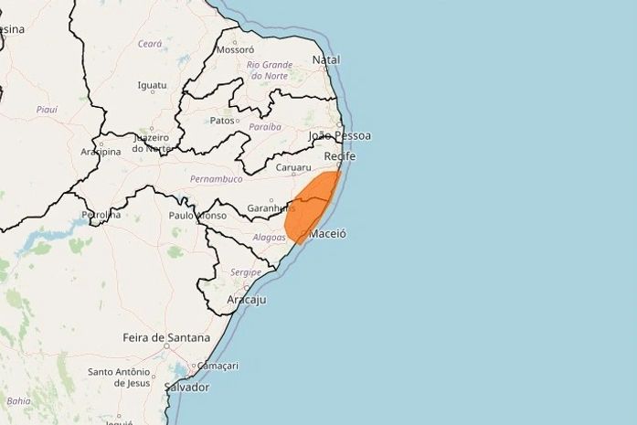 Devido às fortes chuvas, Immet emite alerta de perigo para Maceió e outras cidades do interior de AL