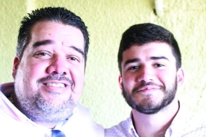 Gustavo e o filho Felipe Feijó, agora presidente da Federação Alagoana de Futebol