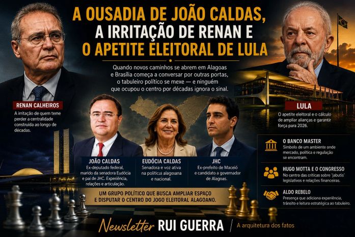 A ousadia de João Caldas, a irritação de Renan e o apetite eleitoral de Lula