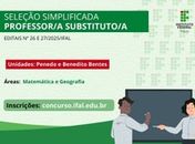 Ifal seleciona professores substitutos de Geografia e Matemática