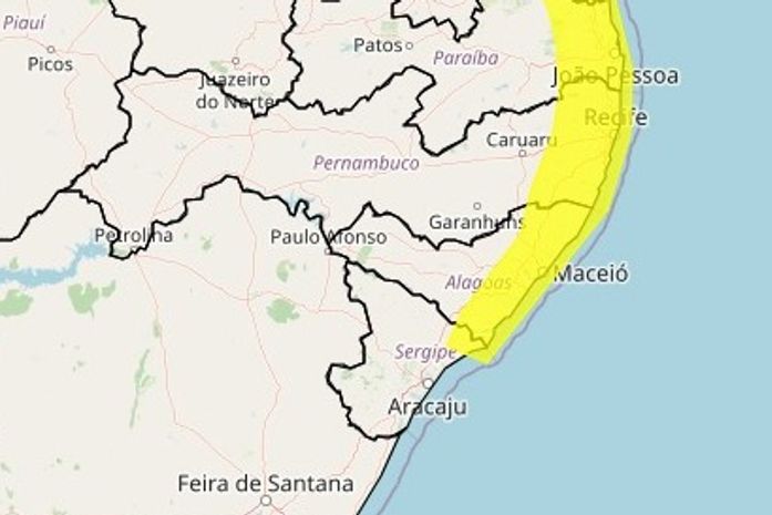Inmet emite alerta amarelo de acumulado de chuvas para Maceió e 49 cidades de AL