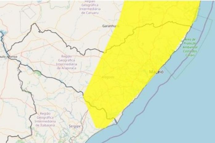 Inmet emite alerta de chuvas para Maceió e mais 26 cidades de Alagoas