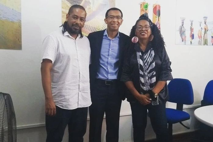 Presidente da Palmares recepciona lideranças negras no escritório da instituição,em Alagoas.