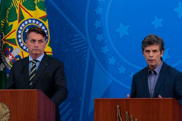 Bolsonaro (sem partido) e Nelson Teich, novo ministro da saúde