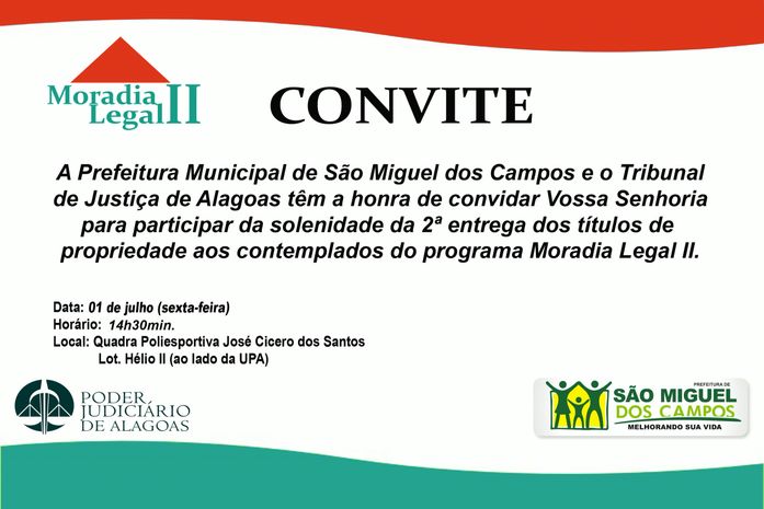 Títulos do Moradia Legal II serão entregues nesta sexta, em São Miguel dos Campos
