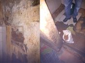 Foram encontrados pelos policiais o buraco e sacos de areia.