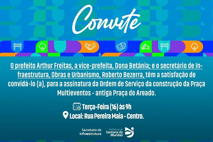 Prefeito de Santana do Mundaú assina ordem de serviço para construção de praça nesta terça (16)