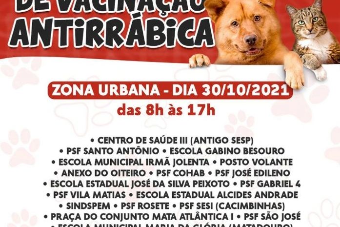 Dia D da vacinação antirrábica em Penedo acontece neste sábado, 30