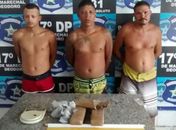 Presos e droga apreendida foram levados para a Delegacia de Marechal