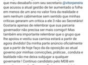 Na sua despedida do governo, Kelmann Vieira apela para a baixaria 