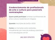 Sesc lança chamada pública para credenciamento de profissionais de arte e cultura