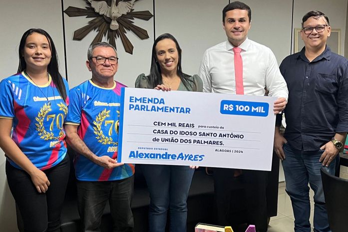 Deputado Alexandre Ayres destina emenda de R$ 100 mil para Lar de Idosos Santo Antônio, em União dos Palmares