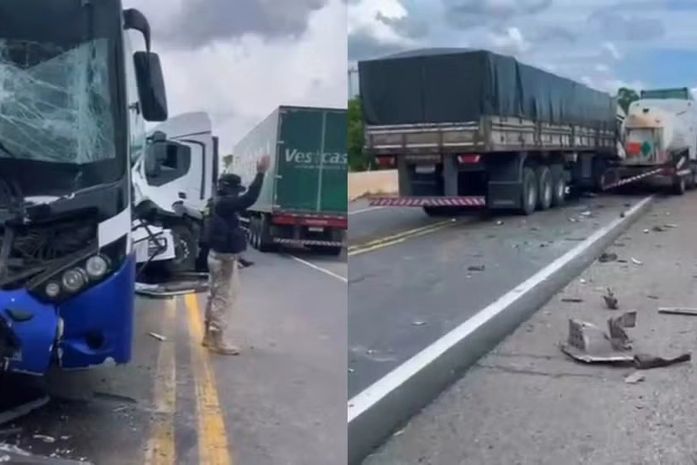 Ônibus que saiu de AL se envolve em engavetamento e deixa oito feridos no CE