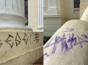 Câmeras de segurança registram ato de vandalismo contra o prédio da Associação Comercial de Maceió, no Jaraguá