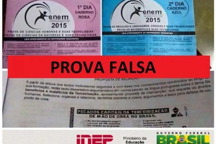 Imagens de suposta prova do ENEM 2015 circularam nas redes sociais