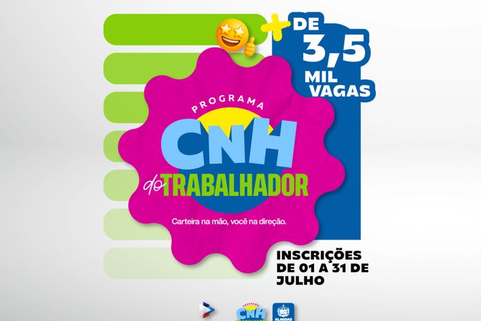 Detran-AL oferece mais de 3 mil vagas para CNH gratuita a inscritos no CadÚnico; saiba como participar