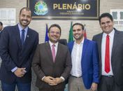 Emanuel, Marcelo Victor, Davi Maia e Eugênio durante evento em Quebrangulo