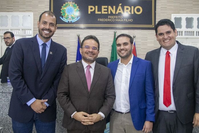 Emanuel, Marcelo Victor, Davi Maia e Eugênio durante evento em Quebrangulo