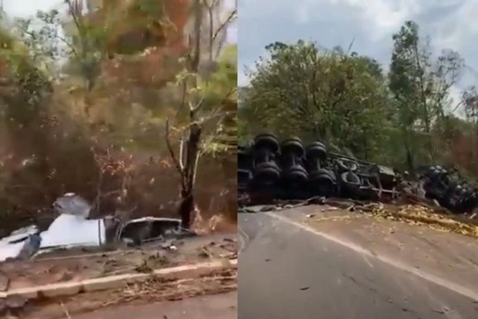 Ex-deputado Gilvan Barros sofre acidente ao colidir com carreta no Maranhão; veja vídeo