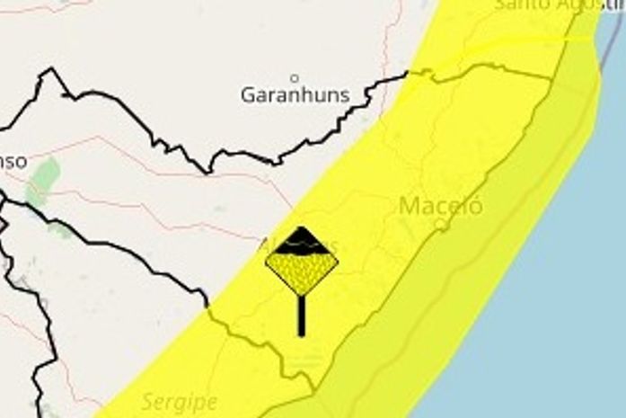 Inmet renova alerta amarelo de acumulado de chuvas para Maceió e 66 municípios de AL