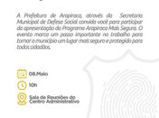 Prefeitura  lança programa Arapiraca Mais Segura nesta quarta-feira (08)