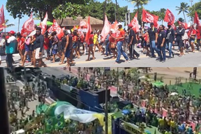 Atos contra e a favor do governo Bolsonaro neste 1º de maio, em Maceió