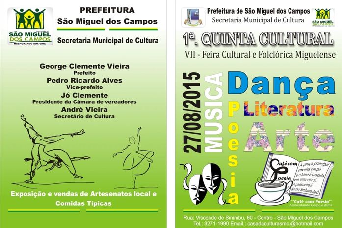 VII Feira Cultural ocorrerá quinta-feira, 27, em São Miguel dos Campos