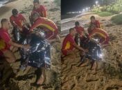 Jovem é resgatado após se afogar em praia durante a madrugada