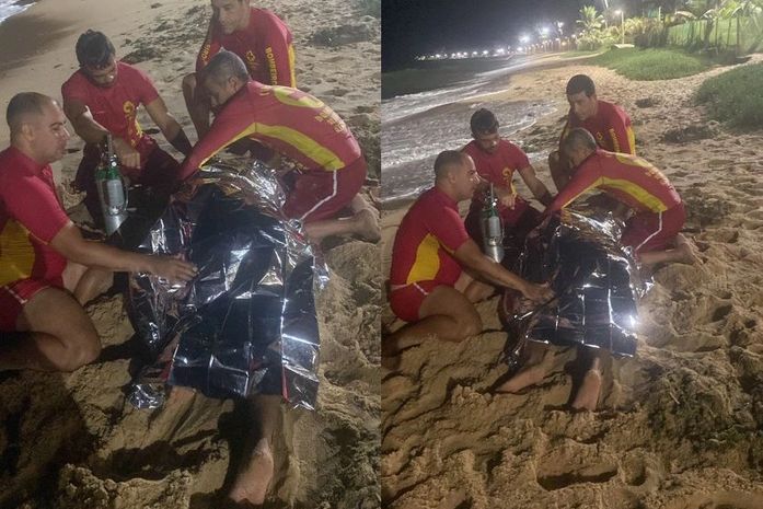 Jovem é resgatado após se afogar em praia durante a madrugada