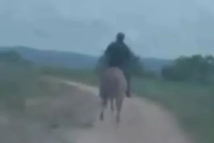 Delegado usa cavalo para efetuar prisão de suspeito de estupro de vulnerável no Sertão