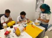Alunos se preparam para apresentar o Pinto da Madrugada na versão robô
