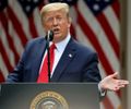 No Jardim das Rosas da Casa Branca, Trump anuncia rompimento dos Estados Unidos com a OMS.
