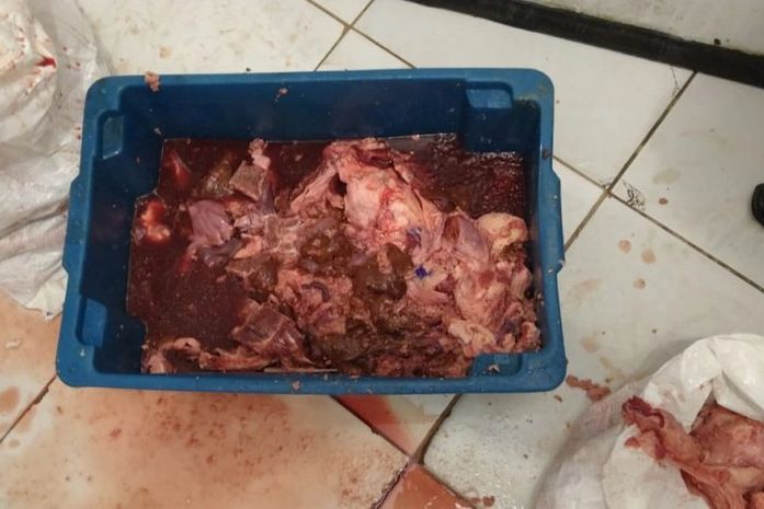 Carne apreendida em estado de putrefação