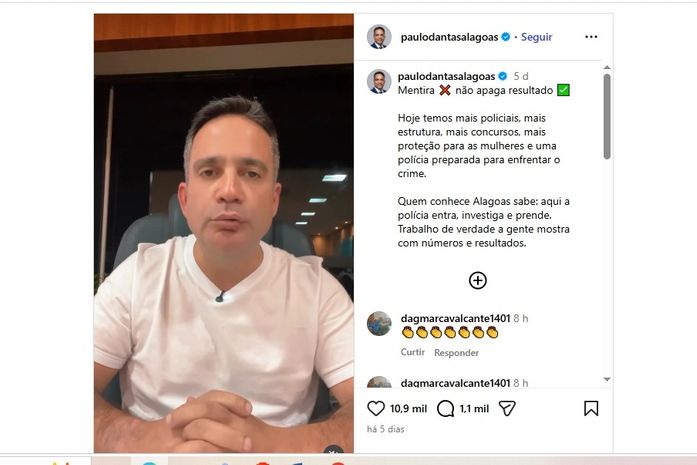 Justiça vê irregularidade e manda retirar vídeo impulsionado por Paulo Dantas contra JHC
