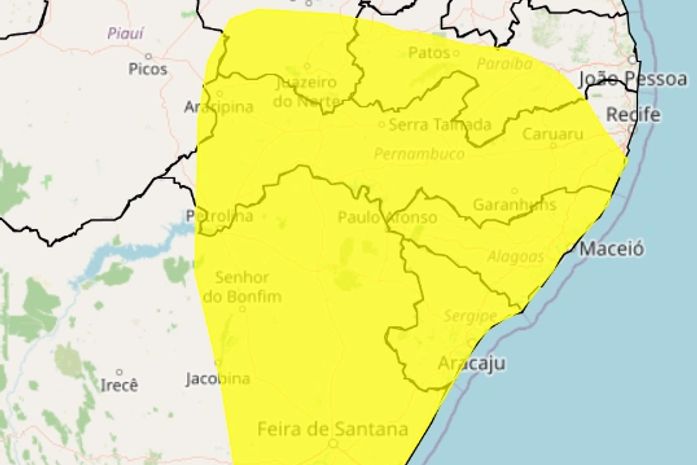 Inmet alerta para ventos de até 60 km/h em todos os municípios de Alagoas na quarta-feira
