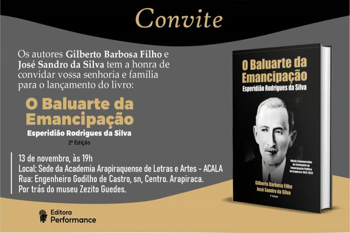 Segunda Edição do livro Esperidião Rodrigues- O Baluarte da Emancipação é lançada em comemoração ao Centenário de Arapiraca