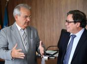 Conselheiro Otávio Lessa e presidente Tutmés Airan de Albuquerque: reunião sobre virtualização processual