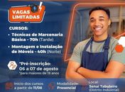 Abertas as inscrições para curso gratuito de Marcenaria no SENAI Tabuleiro