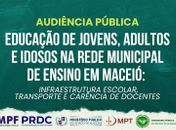 MPF, MP/AL, MPT e DPE realizam audiência pública sobre educação de jovens, adultos e idosos em Maceió