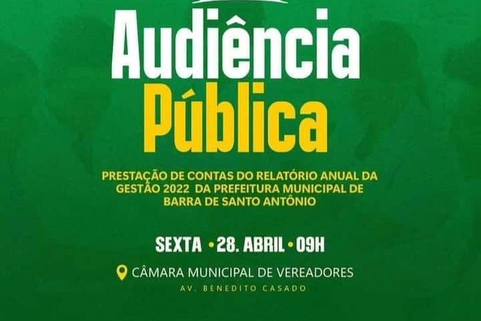 Audiência Pública: Prefeitura de Barra de Santo Antônio convoca cidadãos barrenses para participar do evento