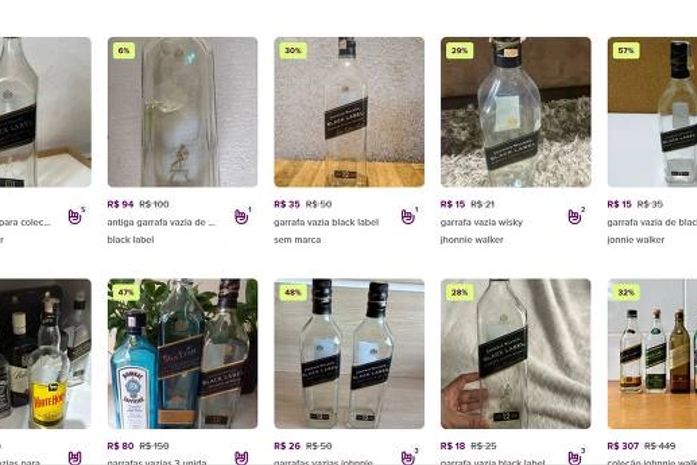 Garrafas vazias de uísque vendidas online por até R$ 400 alimentam mercado ilegal de bebidas