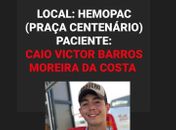 Familiares iniciam campanha de doação de sangue para jovem que sofreu acidente de moto 