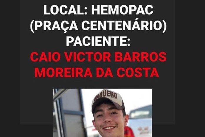 Familiares iniciam campanha de doação de sangue para jovem que sofreu acidente de moto 